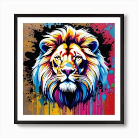 Colorful Lion Painting 6 Art Print