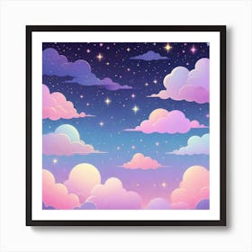 Sky With Twinkling Stars In Pastel Colors Square Composition 153 Art Print