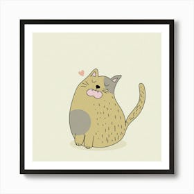 Cat Cartoon Drawing Nature Cute Art Print