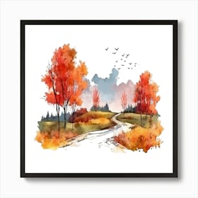 Watercolor Autumn Trees 6 Art Print