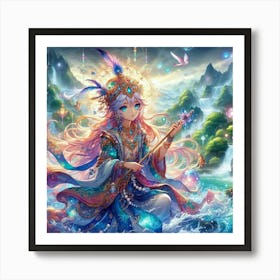 Lord Krishna in his divine form ,anime style Art Print