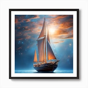 Sailboat In The Sea Art Print