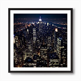 New York City Night Skyline Potrait 1276695726 (2) Art Print