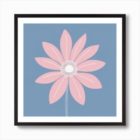 A White And Pink Flower In Minimalist Style Square Composition 712 Art Print