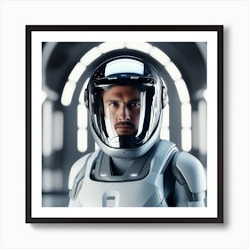 Create A Cinematic Apple Commercial Showcasing The Futuristic And Technologically Advanced World Of The Man In The Hightech Helmet, Highlighting The Cuttingedge Innovations And Sleek Design Of The Helmet And (21) Art Print