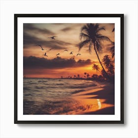 Sunset At The Beach Art Print