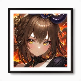 Anime Girl With Horns gddhu Art Print