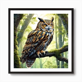 Owl In The Forest 193 Art Print