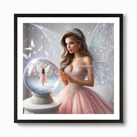 Fairy Princess & the Snow Globe 5 Art Print