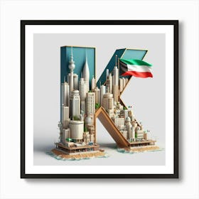 Kuwait City in Letter K  Art Print