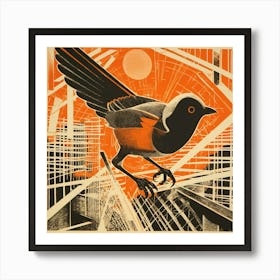 Retro Bird Lithograph House Sparrow 1 Art Print