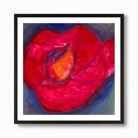 Red Rose - floral abstract minimal contemporary square Art Print