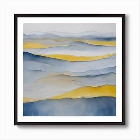 Abstract Blue And Yellow Waves 1 Art Print