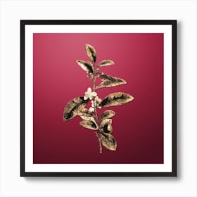 Gold Botanical Tea Tree on Viva Magenta n.1017 Art Print