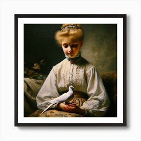 Girl With A Dove Art Print Art Print