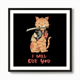 Fierce Tattooed Cat Meowster Art Print