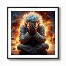 Man With The Burning Hair Art Print