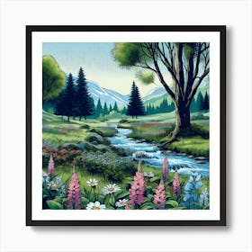 Serene And Peaceful Meadow 8 Art Print