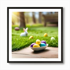 Easter Eggs On Grass Art Print