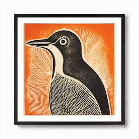 Retro Bird Lithograph Penguin 2 Art Print