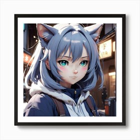 Cute cat girl 1 Art Print