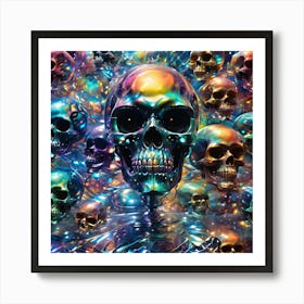 Holographic Skulls Art Print