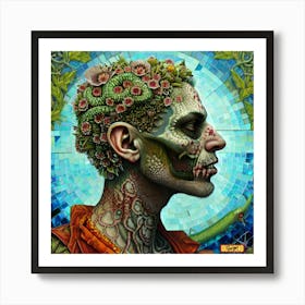 Man With A Head Full Of Plants Art Print
