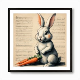 Rabbit With Carrots 48 Art Print