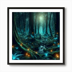 Fireflies In The Forest 6 Art Print
