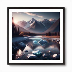 Icebergs In The River Art Print