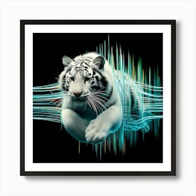 White Tiger Jump A Soundwave Creative Illustration Art Print