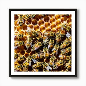 Bees On A Honeycomb 8 Art Print