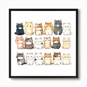 Kawaii Cats Art Print