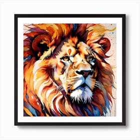 Vibrant Detailed Lion Painting Art Print