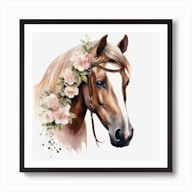 Horse With Flowers 1 Art Print