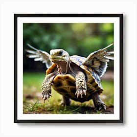 Tortoise Flapping His New Wings And Lifting Off The Ground (1) Art Print