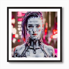 Cyberpunk street city Art Print