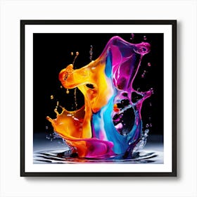 Fresh Colors Liquid 3d Design Spark Hot Palette Shapes Dynamism Vibrant Flowing Molten (7) Art Print