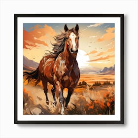 Golden Gallop Chasing Sunlight Art Print