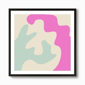 Abstract modern shapes pink and aqua Art Print