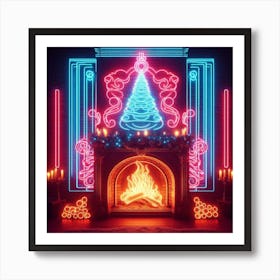Neon Christmas Tree Art Print