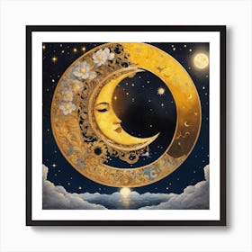 Moon And Stars 2 Art Print