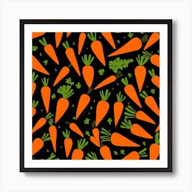 Carrots On Black Background 8 Art Print
