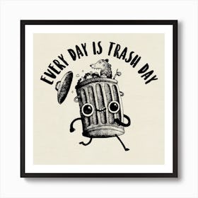 Trash Day Square Art Print