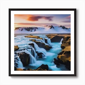 Waterfall In Iceland landscape Art Print