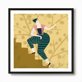 Woman On The Stairs Art Print