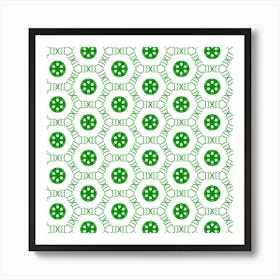 White Background Green Shapes 1 Art Print