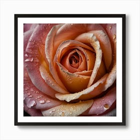 Pink Rose With Water Droplets 2 Art Print