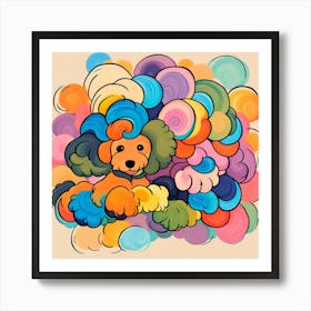 Poodle With Colorful Hair Art Print