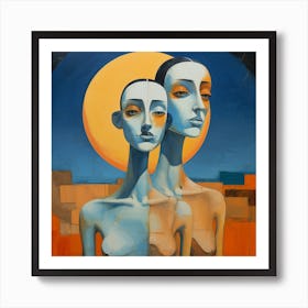 Two Women In The Desert Art Print